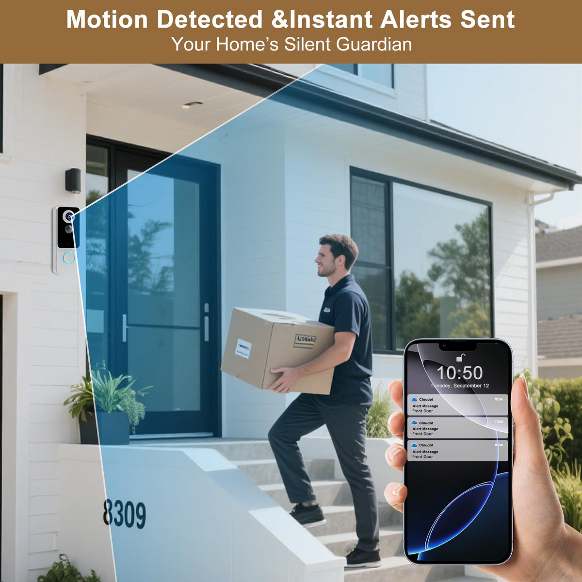 KAMEP doorbell 2-way audio lets you speak instantly.