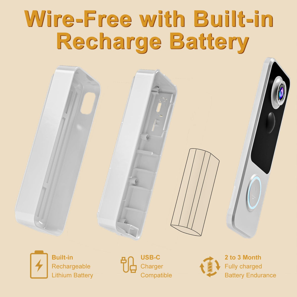 KAMEP long-lasting battery runs 1–2 months per charge.