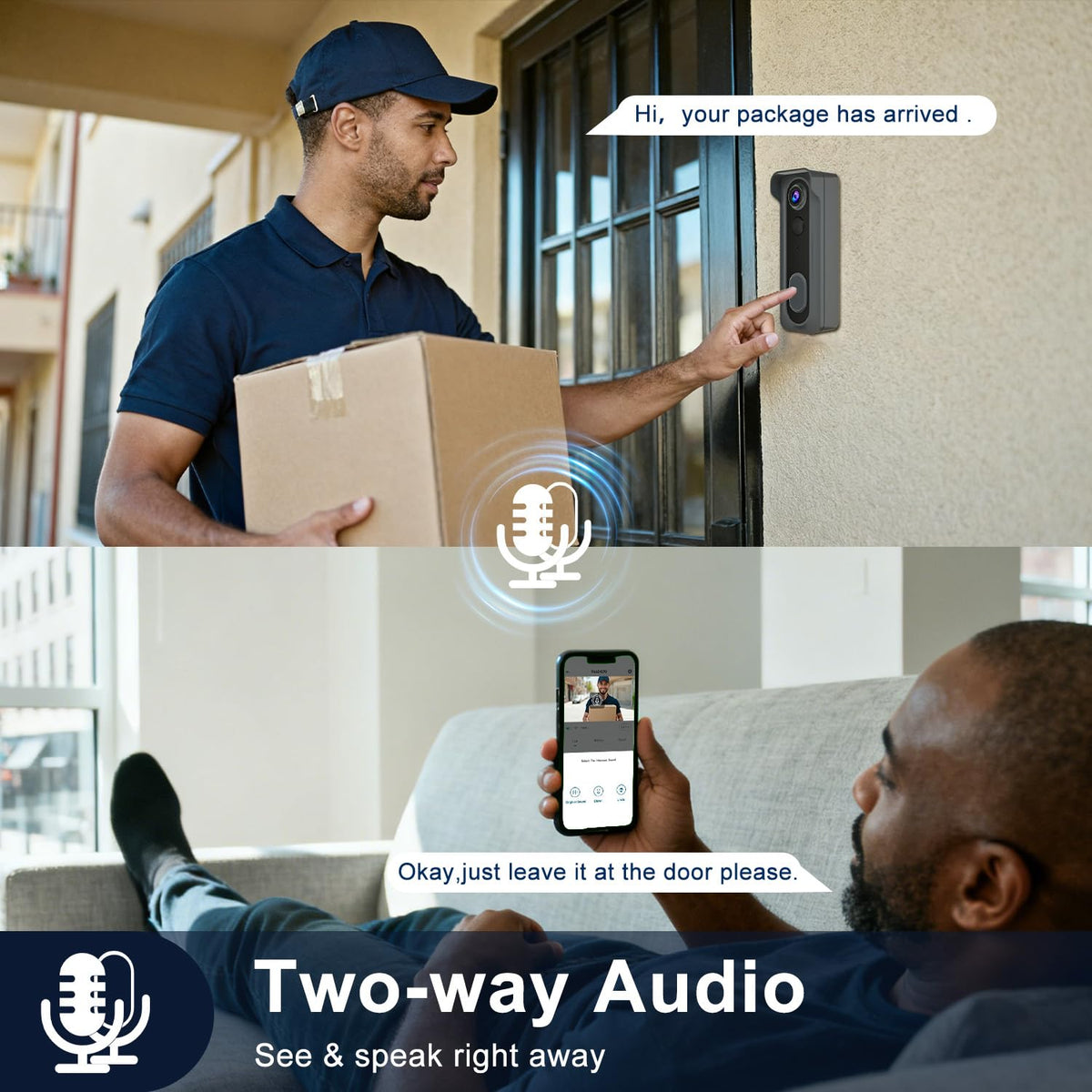 KAMEP doorbell night vision provides clear footage in low light at the entryway.