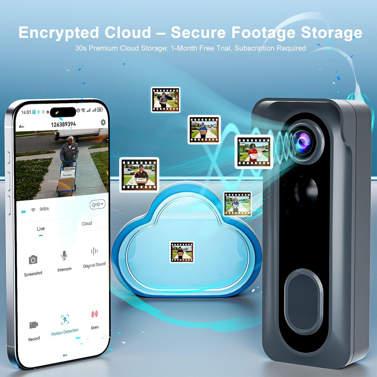 KAMEP doorbell battery lasts 1–2 months per charge with smart alerts.