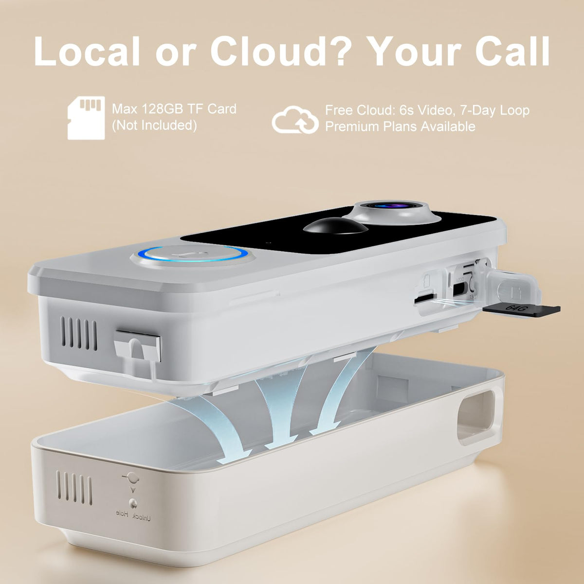 KAMEP doorbell detects humans to reduce false alerts.