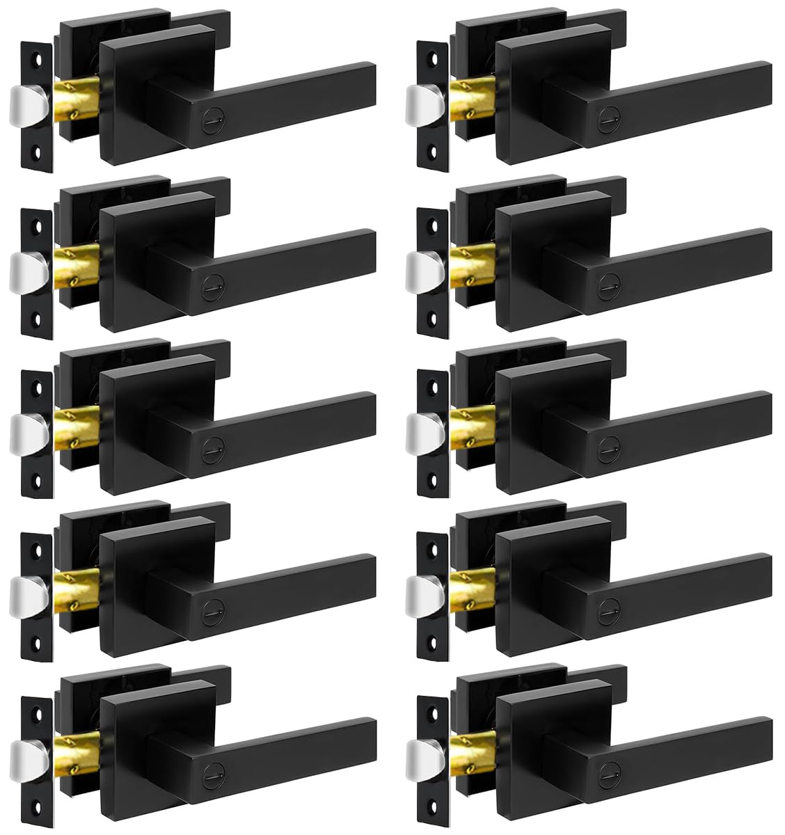 Kamota privacy door levers matte black pack for cohesive interior styling.