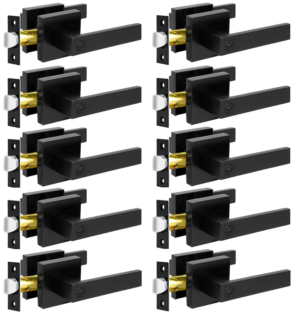 Kamota privacy door levers matte black pack for cohesive interior styling.