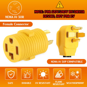Kanayu in-use connection between 4-prong dryer and 3-prong outlet.