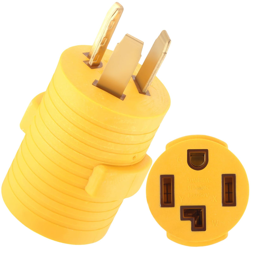 Kanayu NEMA adapter front view, 10-30P to 14-30R, ready for 30A use.