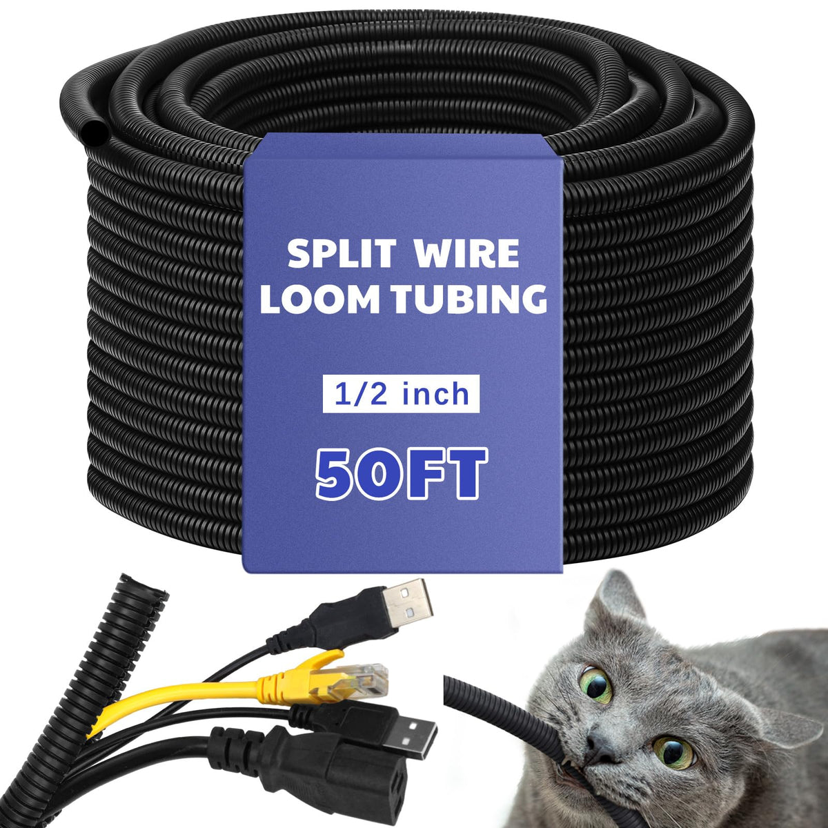 Kanayu split wire loom tubing shielding car wiring from heat and wear