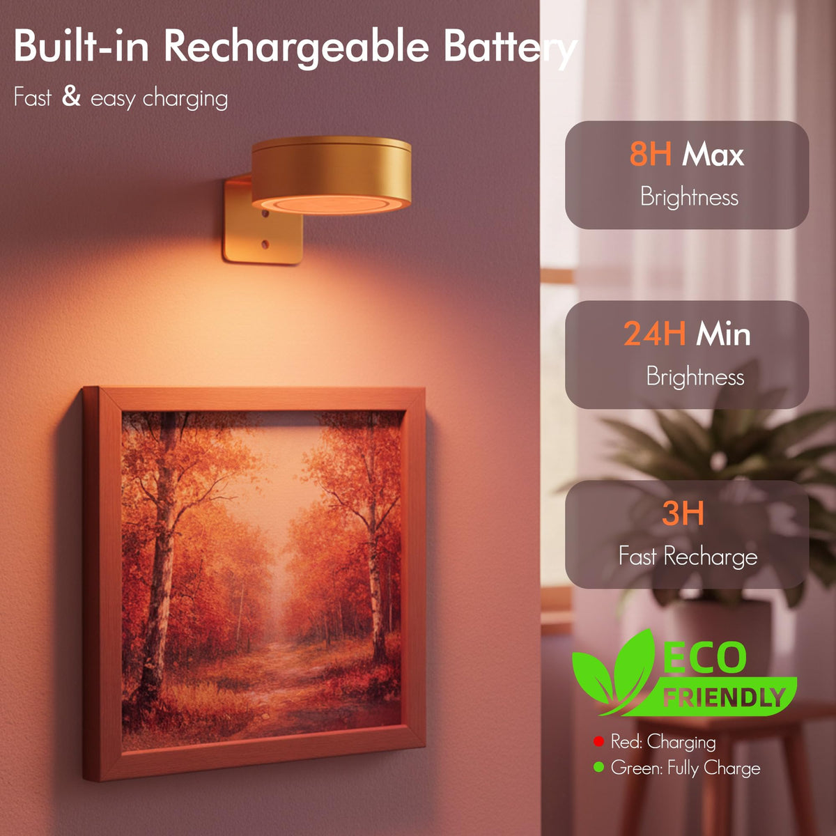 Kandicyar 3Pack Picture Light with dimmable brightness for precise ambiance