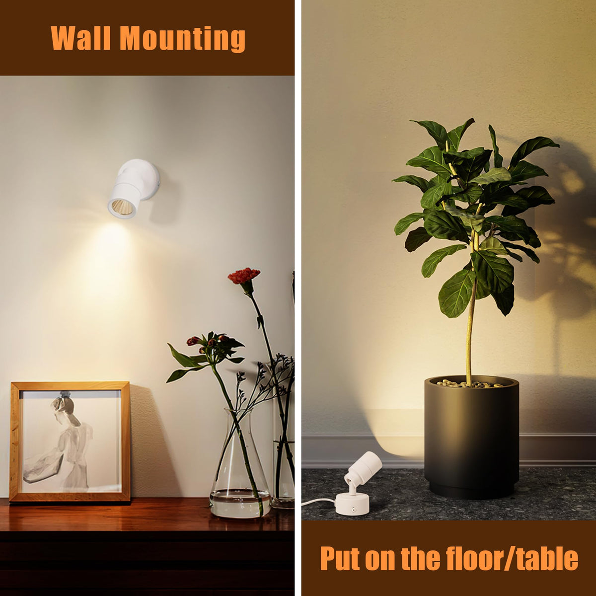 Kandicyar wall-mountable LED spotlight highlights sculptures and decor.