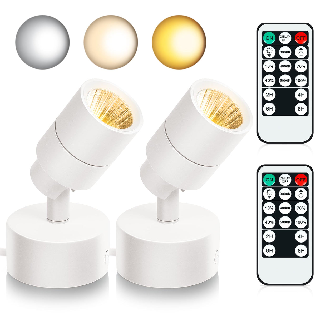 Kandicyar LED spotlight 2-pack highlighting artwork with remote dimming.