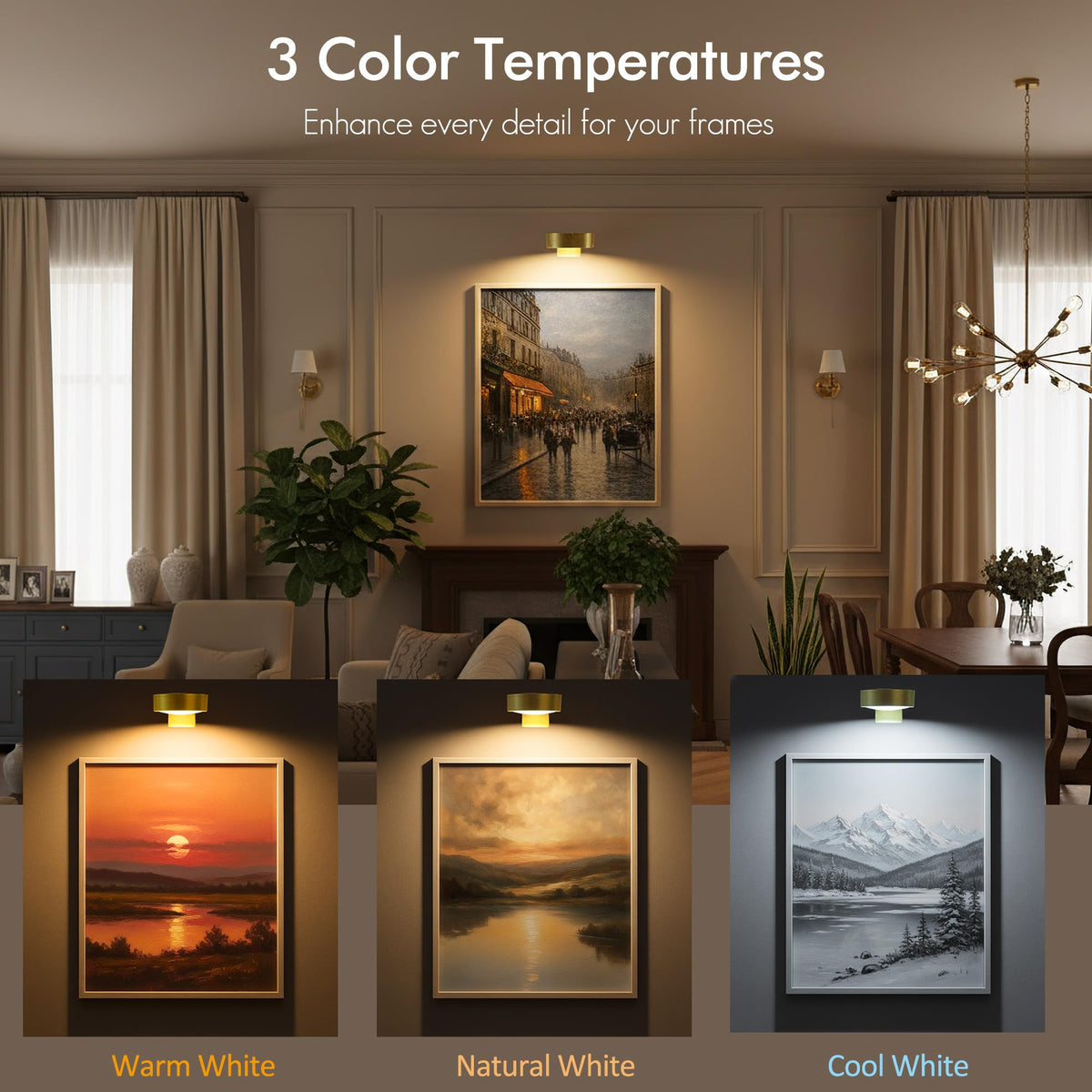 Kandicyar picture light with remote control for quick mode changes.