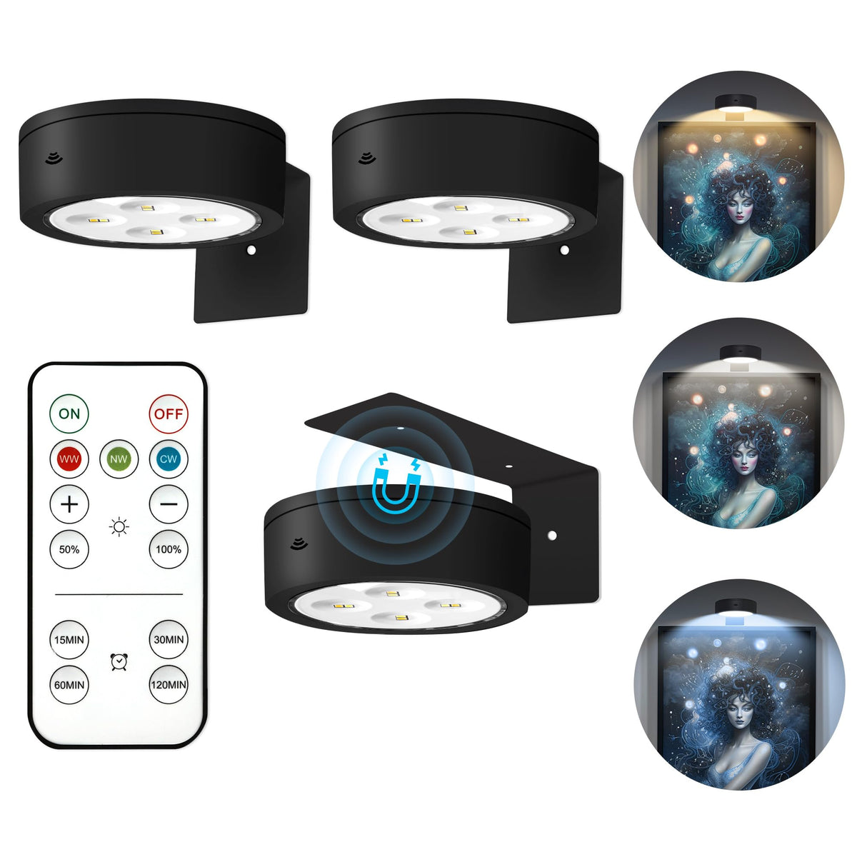 Kandicyar picture light wall battery-operated highlights artwork with wireless setup
