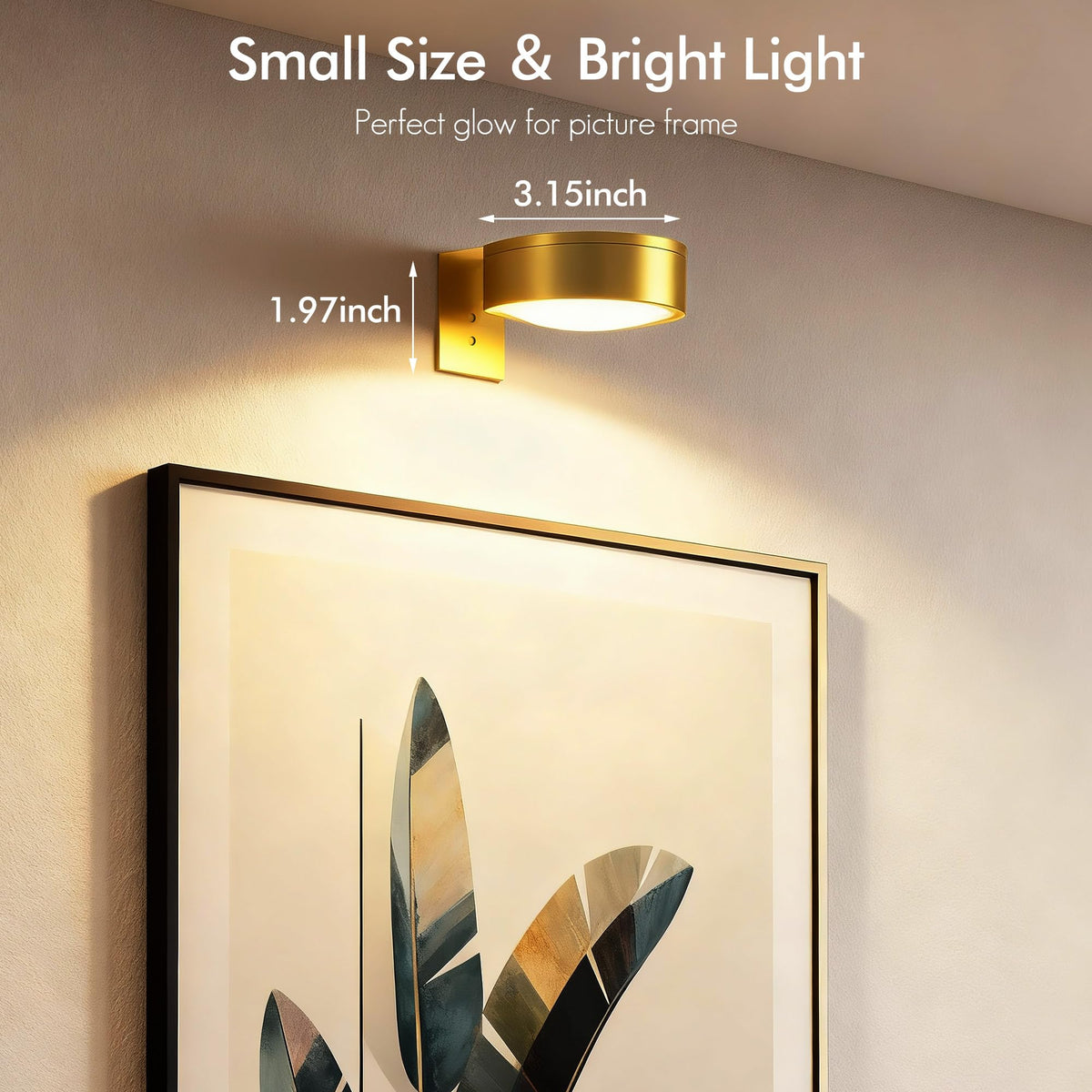 Kandicyar wall art light enhances frames and displays.