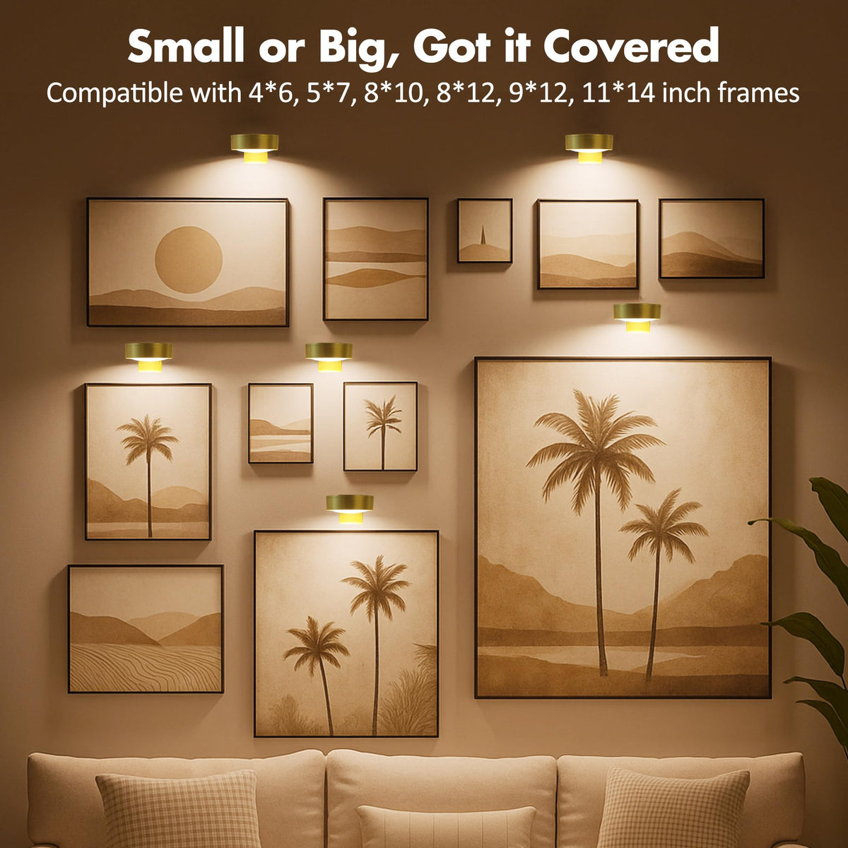 Kandicyar wall-decor light framing artwork in a gallery-like display