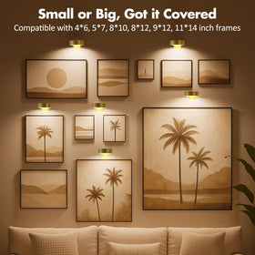 Kandicyar wall-decor light framing artwork in a gallery-like display