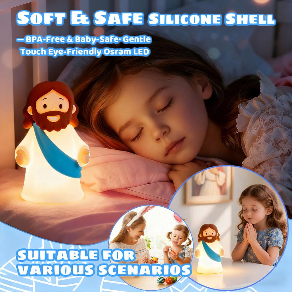 KangTen CHEN Jesus Night Light blue glow for night-time rituals with comfort.