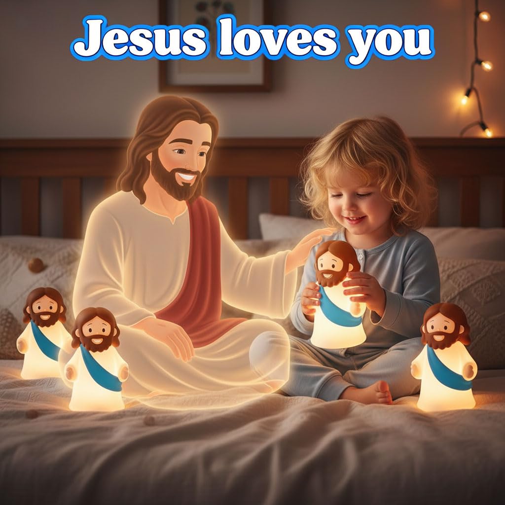KangTen CHEN Jesus Night Light child-safe silicone, touch-friendly and BPA-free.