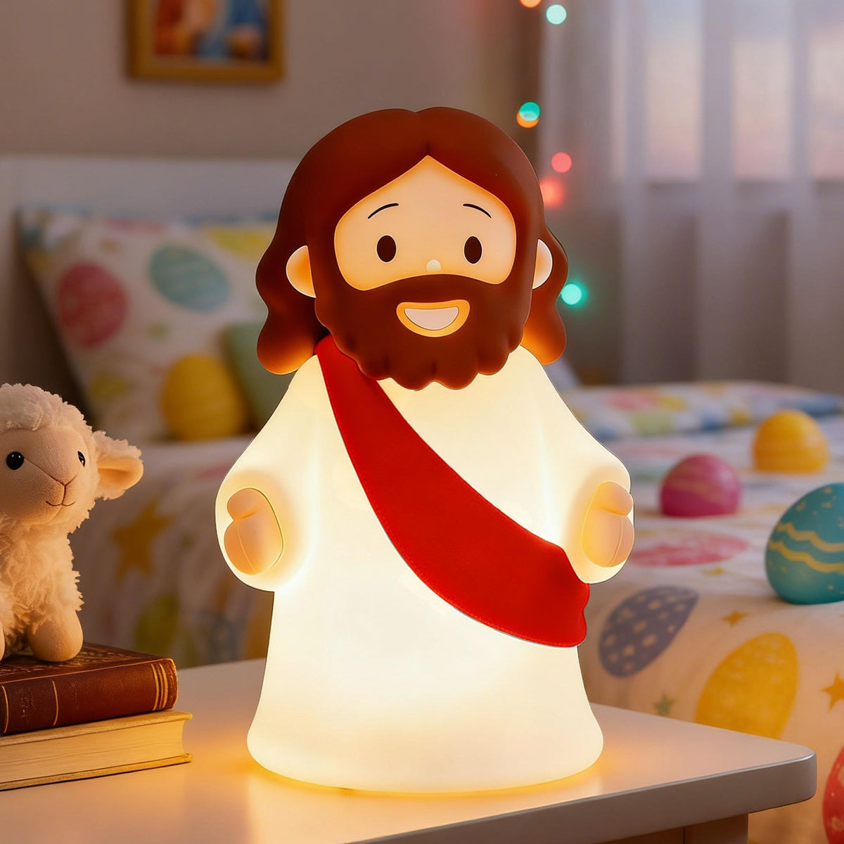 KangTen CHEN Jesus Night Light front view, red glow, gentle bedside illumination
