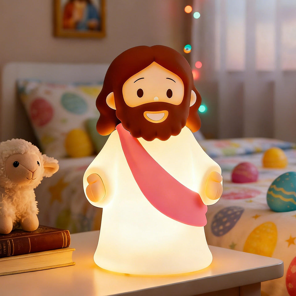 KangTen CHEN Jesus Night Light with rechargeable base for easy bedside use.