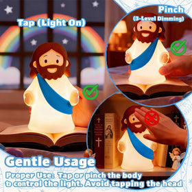 KangTen CHEN Jesus Night Light rechargeable with USB for uninterrupted use.