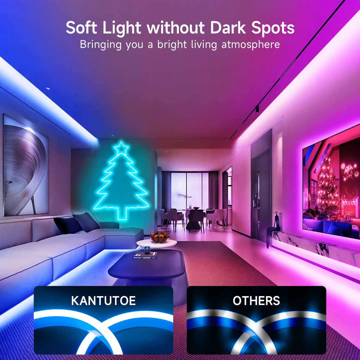 KANTUTOE neon rope light with music sync control for dynamic room mood