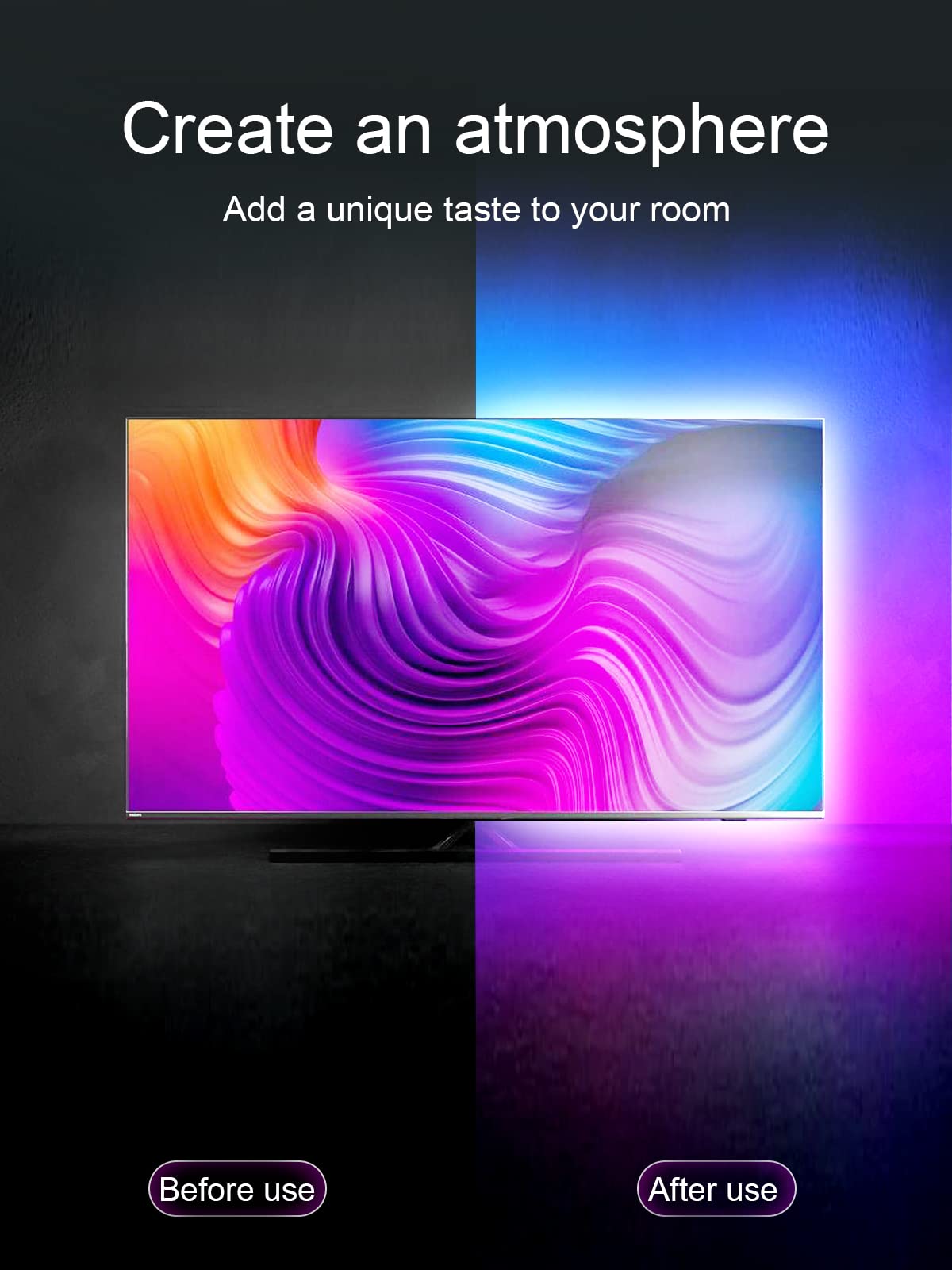 KANTUTOE TV backlight easy to install with strong adhesive.