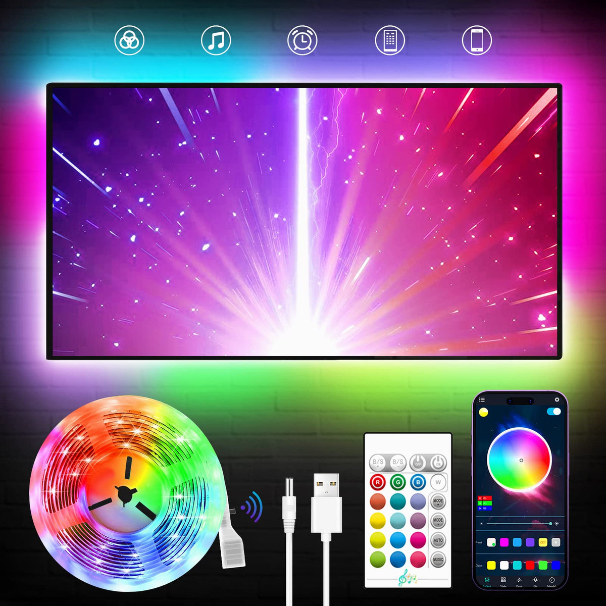 KANTUTOE TV backlight with remote music sync for immersive viewing.