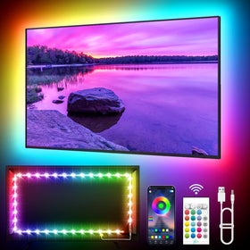 KANTUTOE LED TV lights, 19.68ft length, illuminate TV back with vibrant colors for immersive viewing.