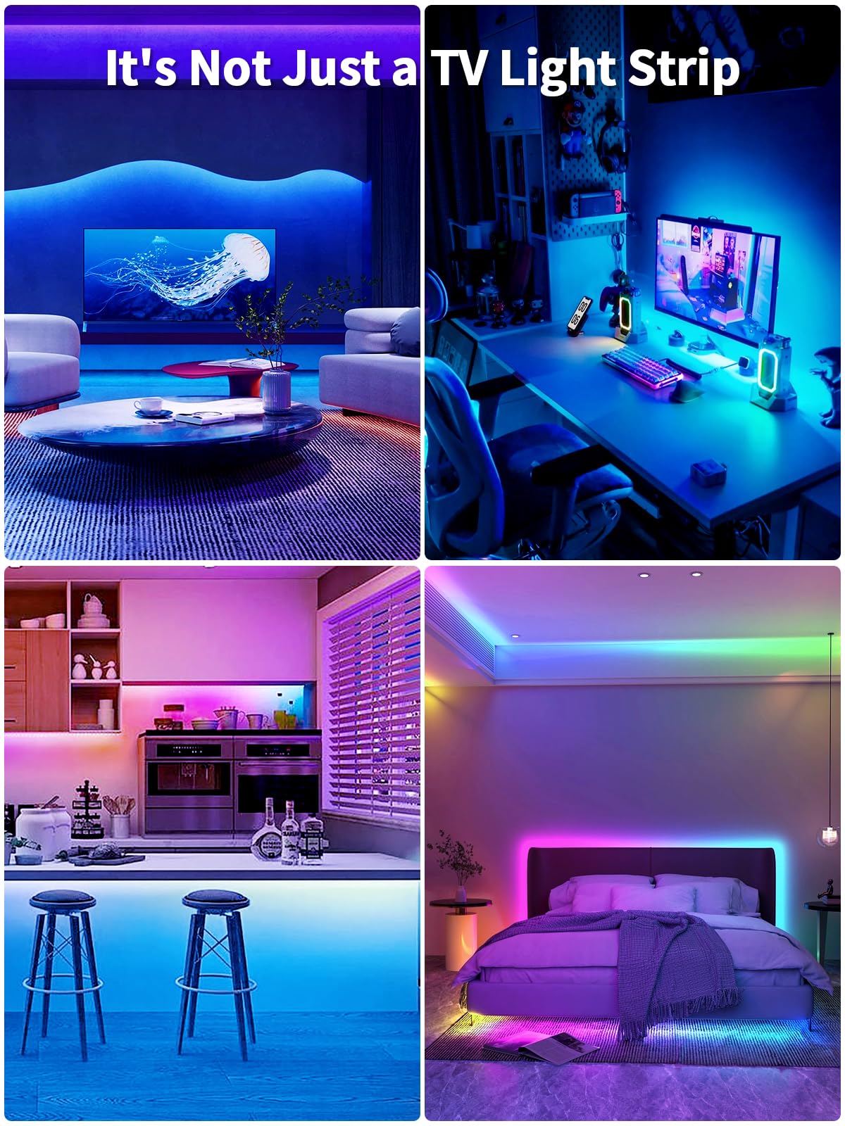 KANTUTOE LED TV lights with adhesive clips stay securely fixed on your TV.