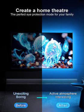 KANTUTOE TV lights with foam adhesive for easy secure mounting behind TVs.