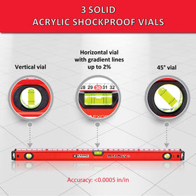 KAPRO 770 Exodus with three vials enables quick horizontal and vertical checks.