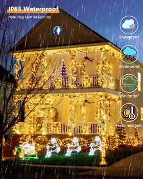 KAQ Upgrade 2Pack 500LEDs lights on a fence add subtle outdoor brightness