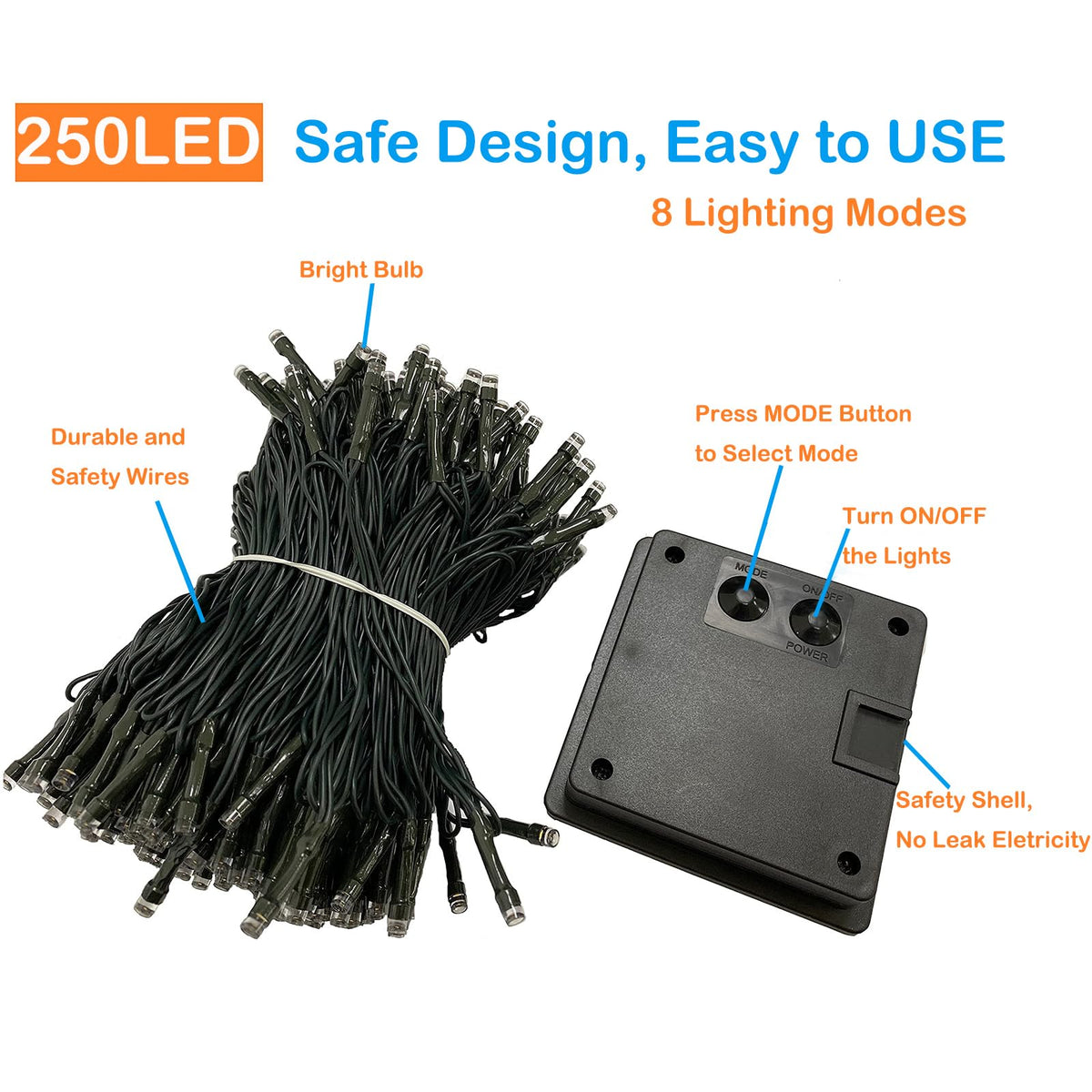 KAQ Upgrade 2Pack 500LEDs withstand rain with sturdy waterproof design