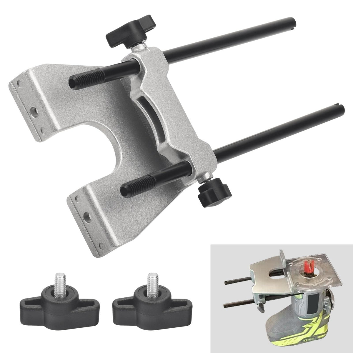 Karbay Edge Guide Assembly on Ryobi P601 for precise edge routing