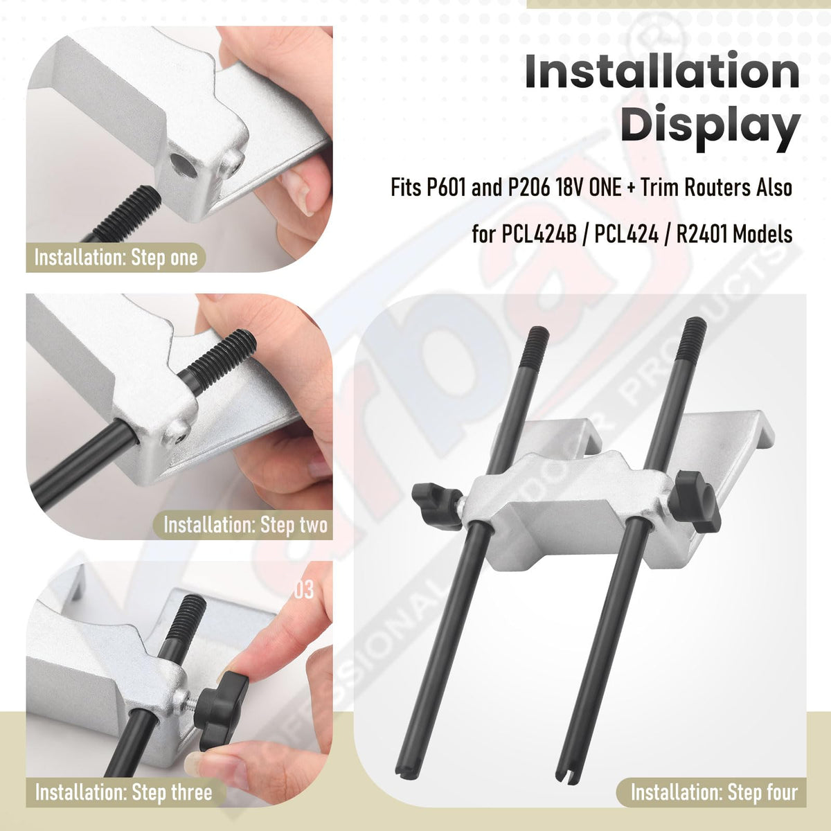 Karbay Edge Guide Assembly installed on Ryobi P601 for clean edges