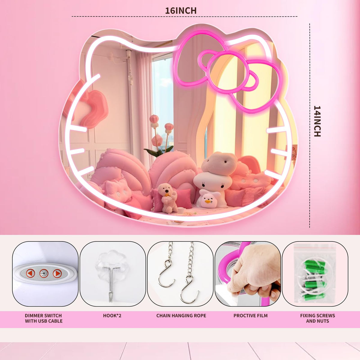 Karc Cat Neon Light brightening a girls room as a playful centerpiece