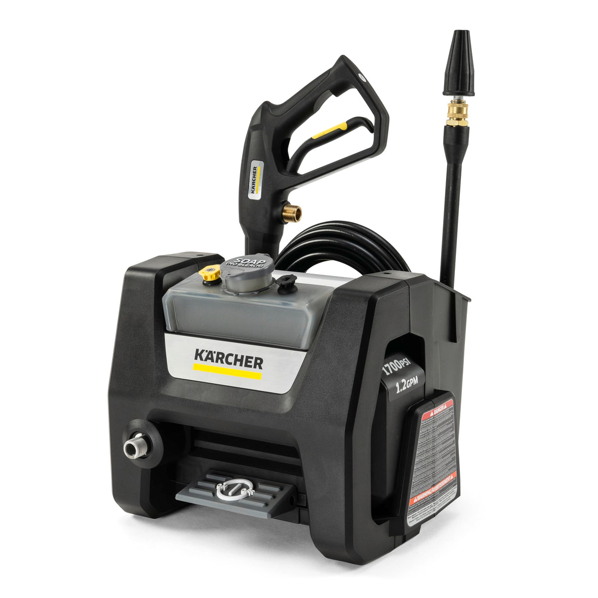 Karcher K1700 Cube back storage keeps spray gun and hose organized