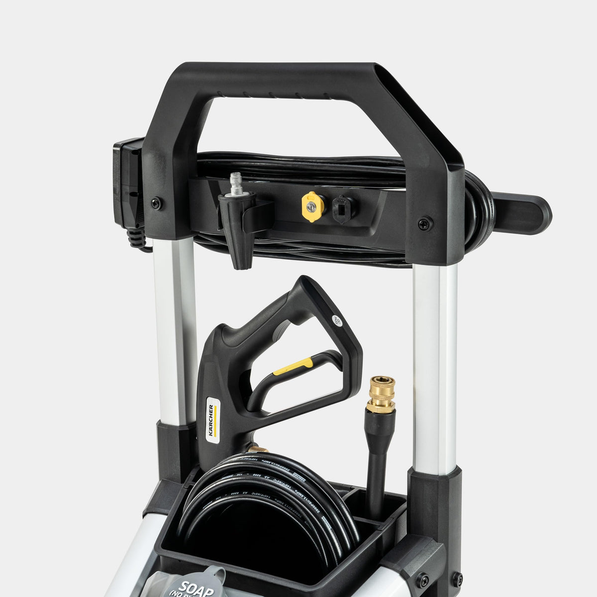 Kärcher K1700B cord wrap keeps the power cord neatly stored.