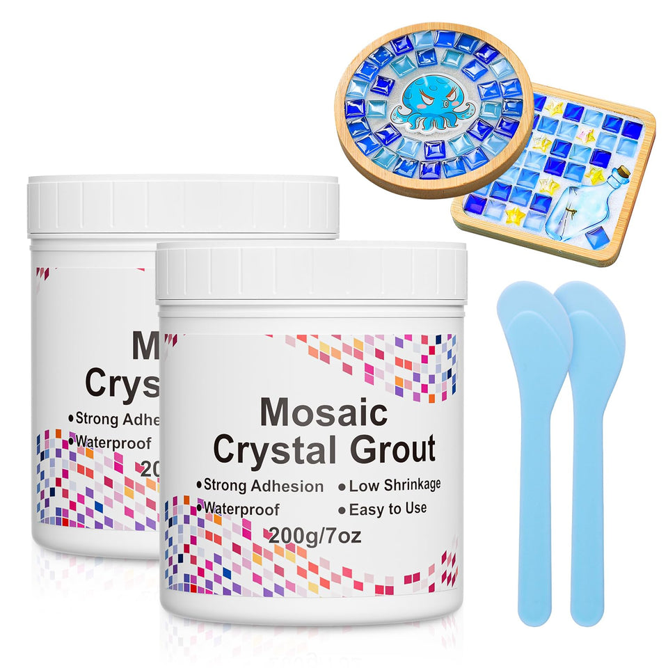 Karidge mosaic crystal grout bottle open for quick, water-free prep