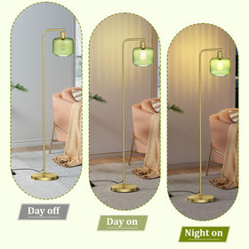 Karjoefar brushed gold base floor lamp adding warm decor touch