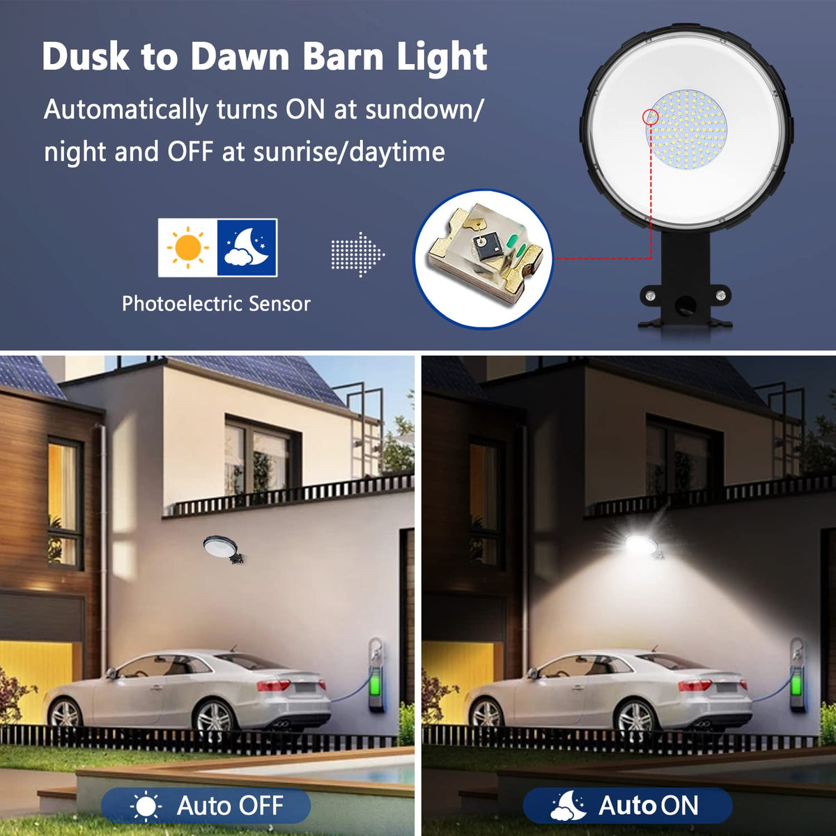 Karjoefar LED barn light 10000 lumens for broad area brightness.