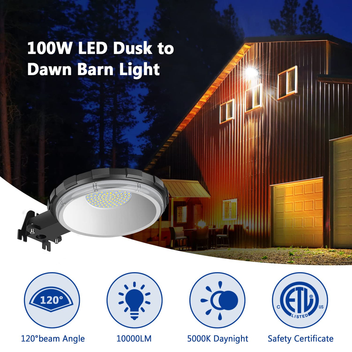 Karjoefar LED barn light side mount demonstrates easy wall installation.