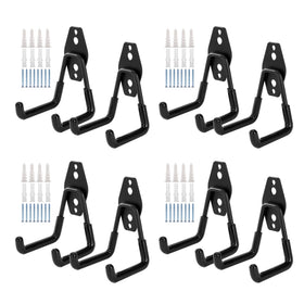 KAROSOM 8-pack garage hooks mounted on wall for tidy tool storage.