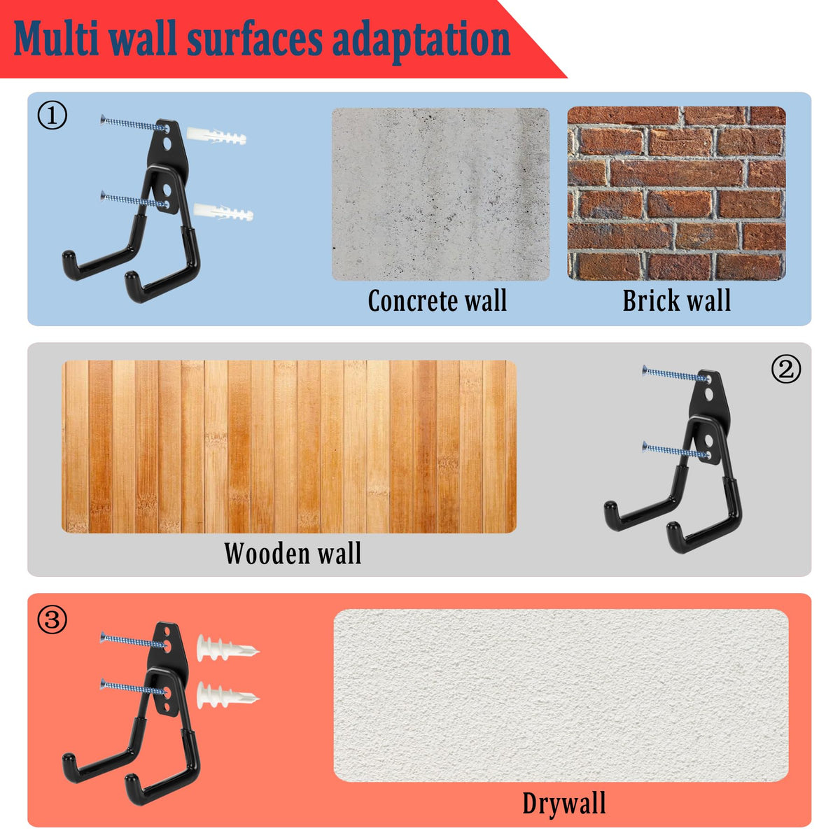 KAROSOM anchors for concrete, wood, brick and drywall surfaces.