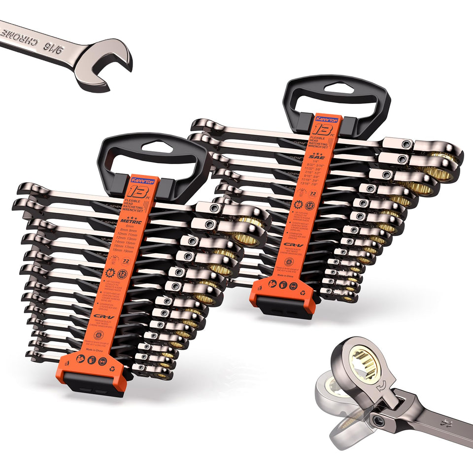 KARRYTON 26-piece ratcheting wrench set for versatile repairs with metric and SAE sizes
