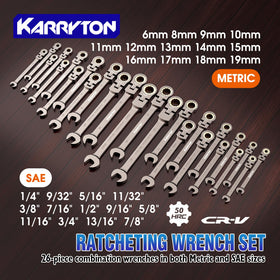 KARRYTON 72-teeth ratchet wrenches provide smooth operation in tight spaces