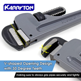 KARRYTON 24-inch aluminum pipe wrench for heavy duty projects and bolts.