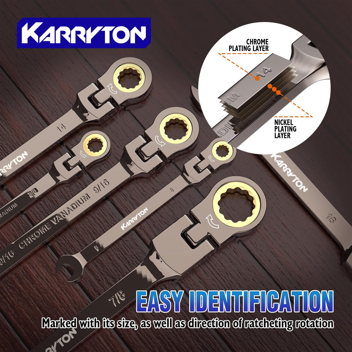 KARRYTON black nickel handles with golden ratchets resist rust