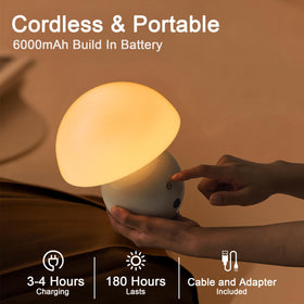 KARTOOSH cordless mushroom lamp side angle showcases compact portable design.