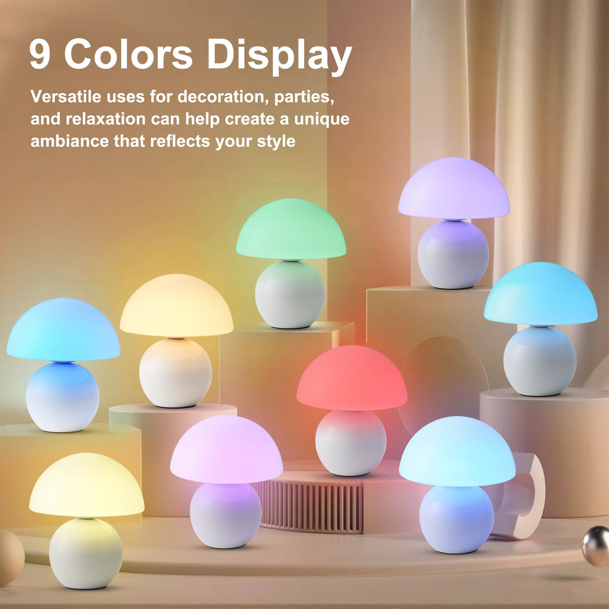 KARTOOSH mushroom lamp top view highlights subtle glow and compact footprint.