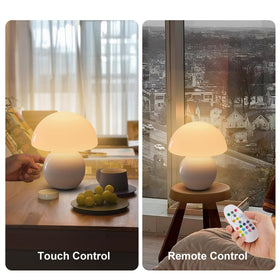 KARTOOSH lamp with remote demonstrates easy touch and remote control convenience.